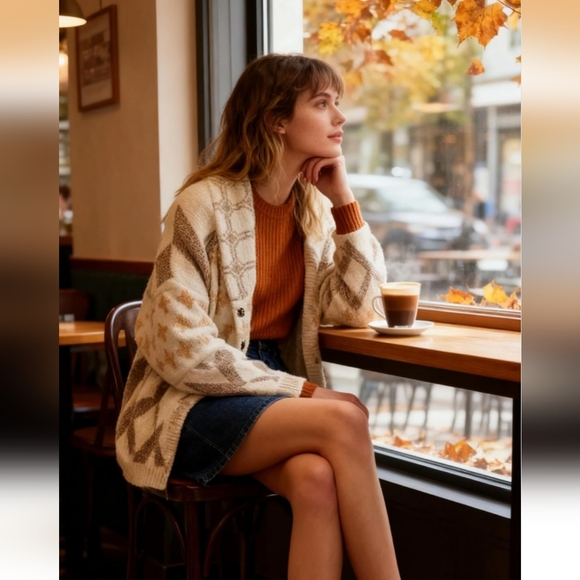 NWOT FREE PEOPLE BRIGHT OPTIMISTIC CARDIGAN IN NATURAL - Picture 11 of 13